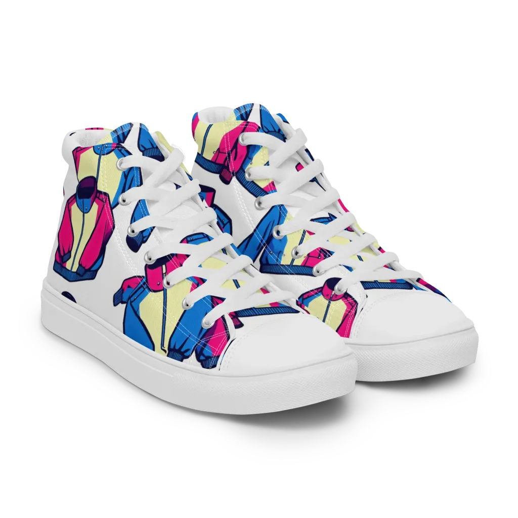 Neon Windbreak on Women's High Top Canvas Shoes — Right Front