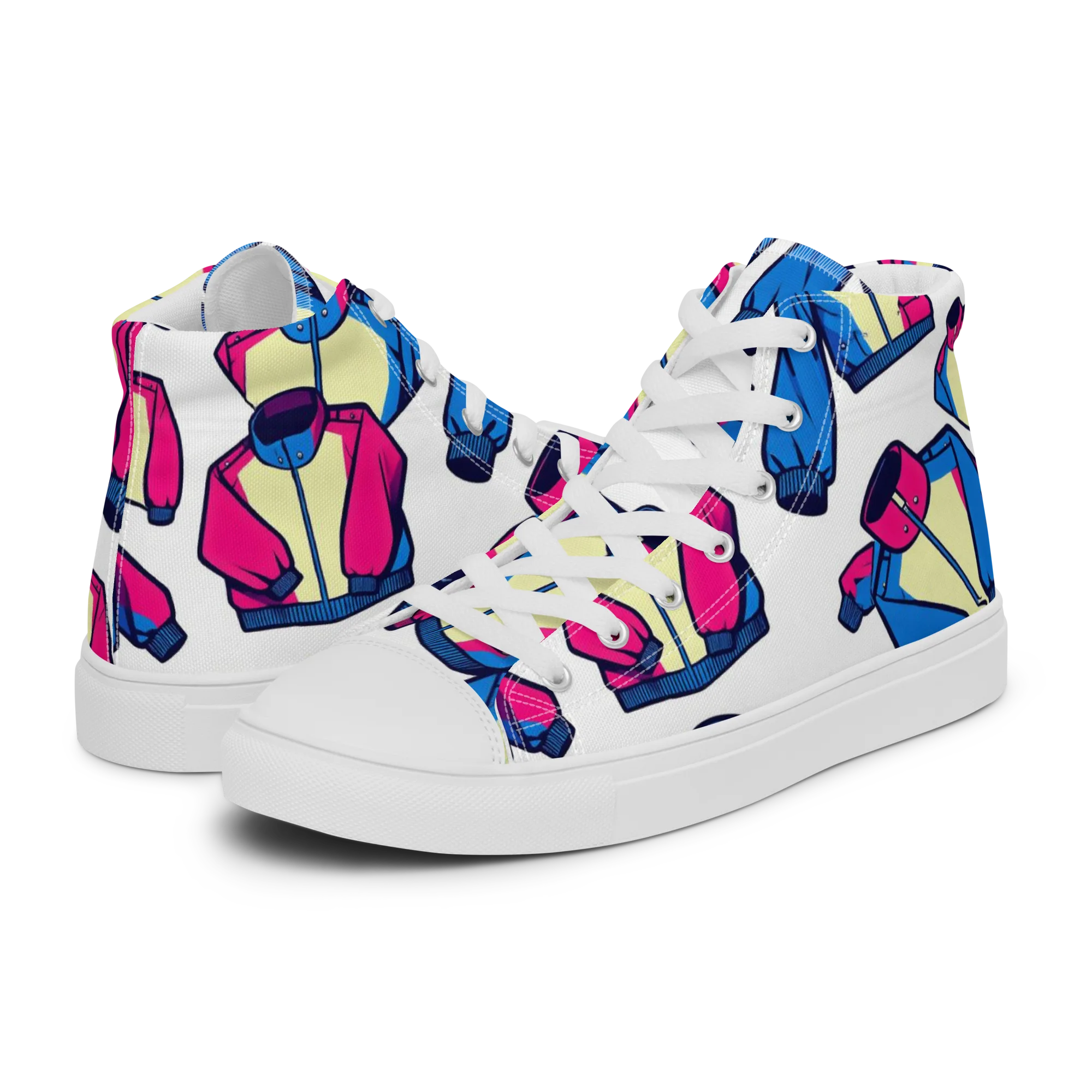 Neon Windbreak on Women's High Top Canvas Shoes — Left