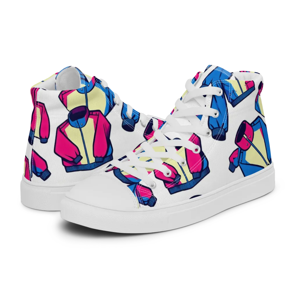 Neon Windbreak on Women's High Top Canvas Shoes — Left