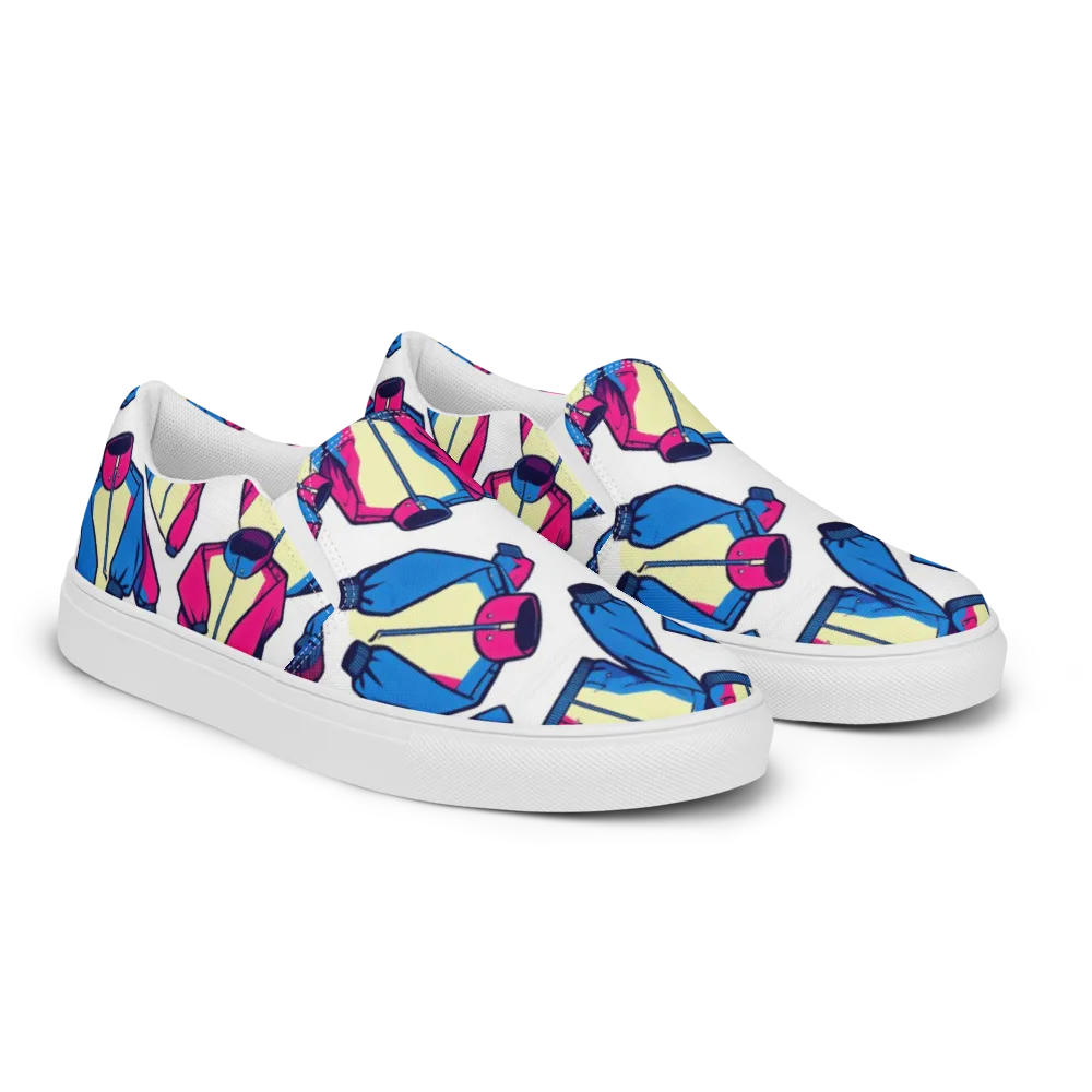 Neon Windbreak on Men's Slip-On Canvas Shoes — Right Front