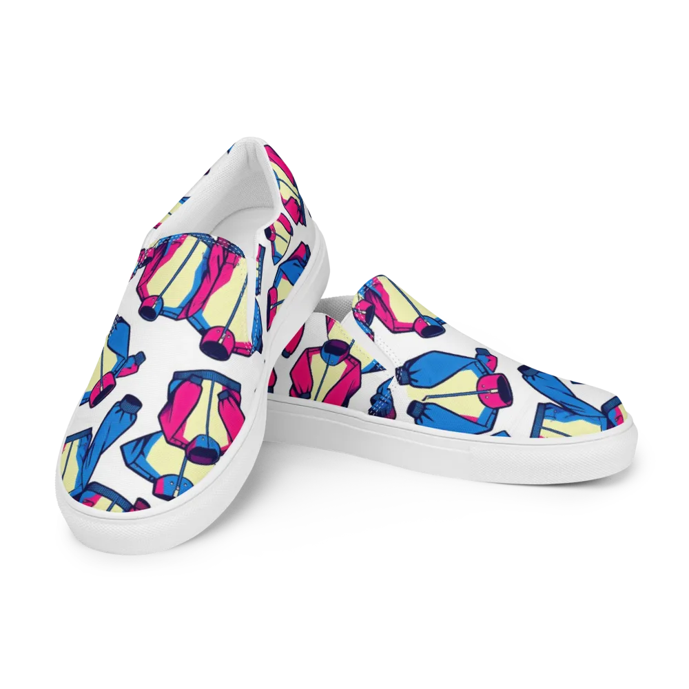 Neon Windbreak on Men's Slip-On Canvas Shoes — Left Front