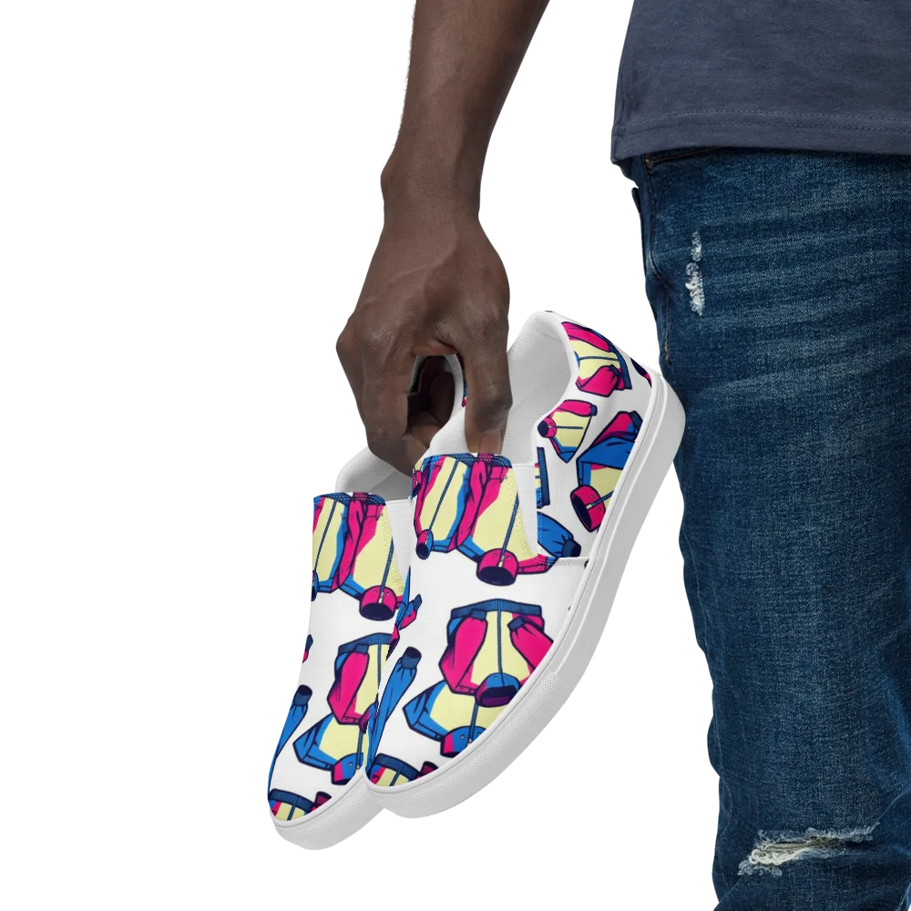 Neon Windbreak on Men's Slip-On Canvas Shoes — Left Front
