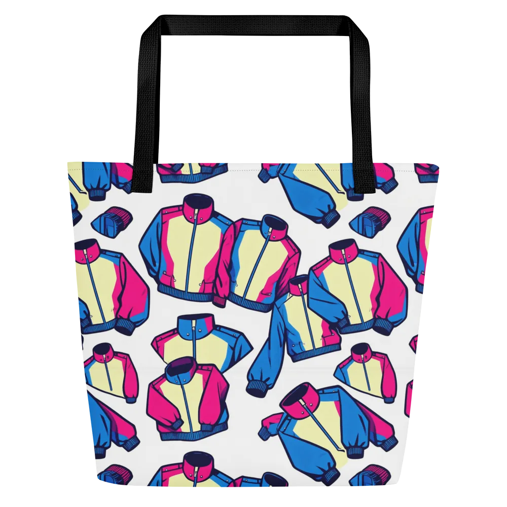 Neon Windbreak on Large Tote Bag W/ Pocket — Front