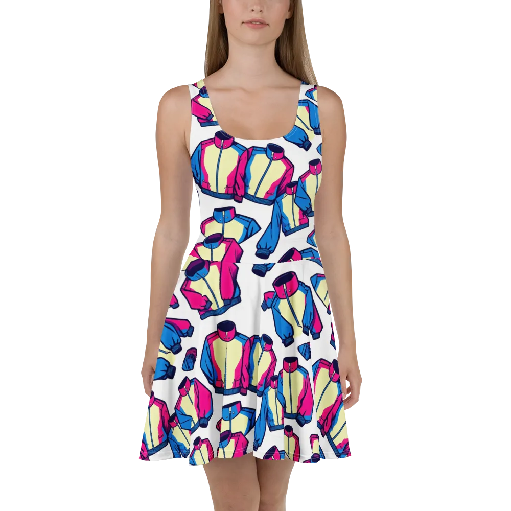 Neon Windbreak on Skater Dress — Front