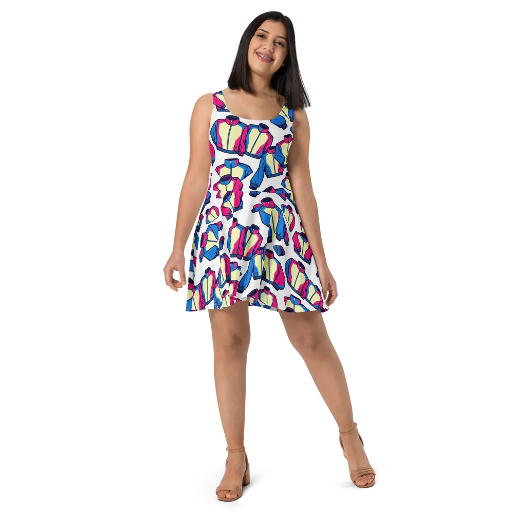 Neon Windbreak on Skater Dress — Front