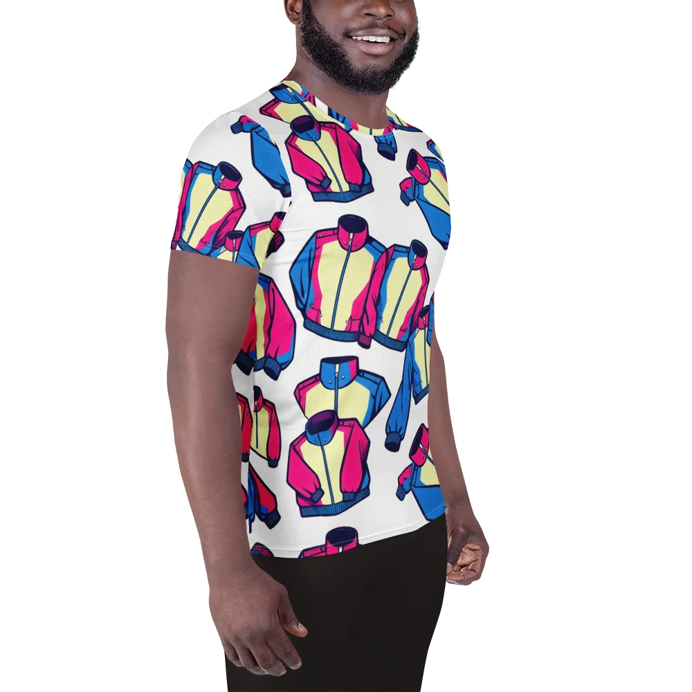 Neon Windbreak on Men's Athletic T-Shirt — Right
