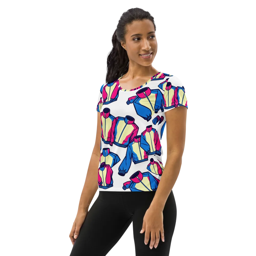 Neon Windbreak on Women's Athletic T-Shirt — Left