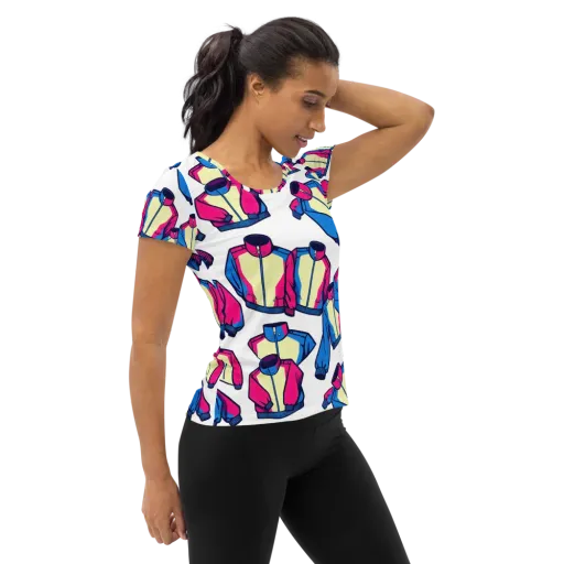 Neon Windbreak on a Women's Athletic T-Shirt