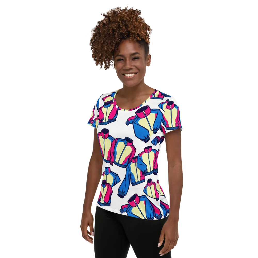 Neon Windbreak on Women's Athletic T-Shirt — Left