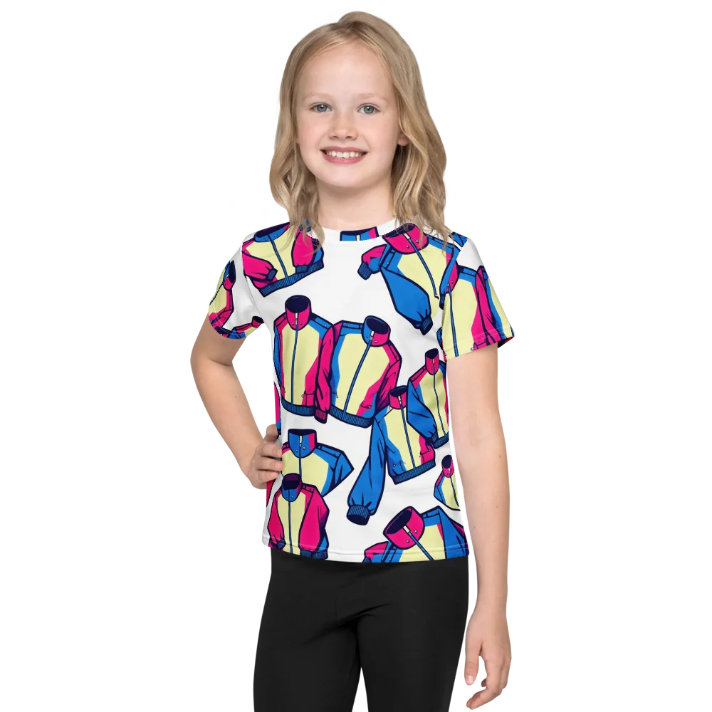 Neon Windbreak on Kids Crew Neck T-Shirt — Front