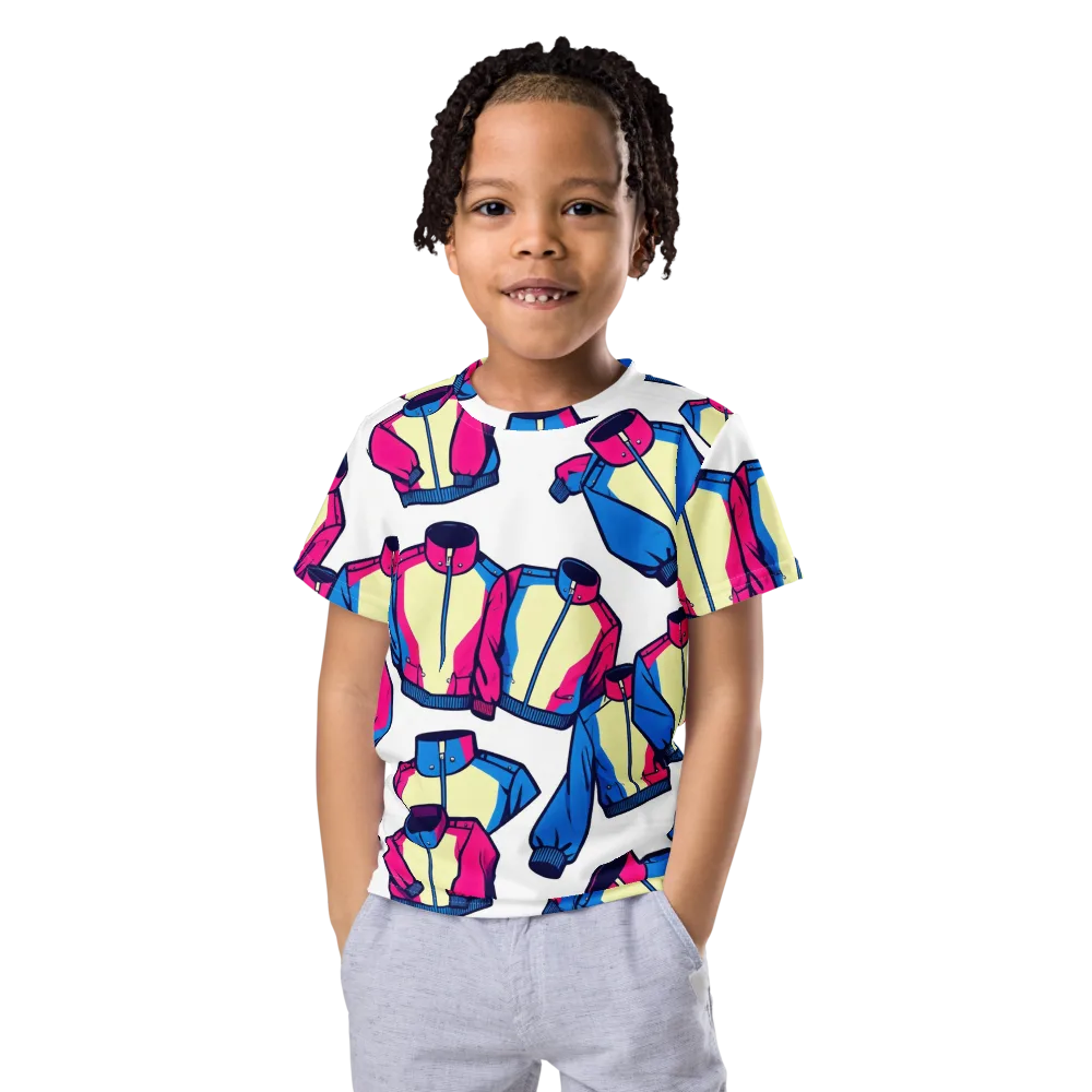 Neon Windbreak on Kids Crew Neck T-Shirt — Front