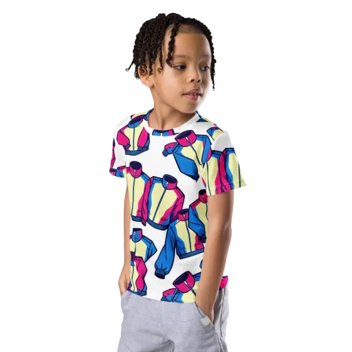 Neon Windbreak on a Kids Crew Neck T-Shirt