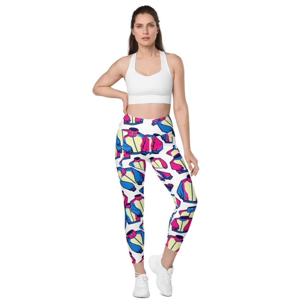 Neon Windbreak on Leggings with Pockets — Front