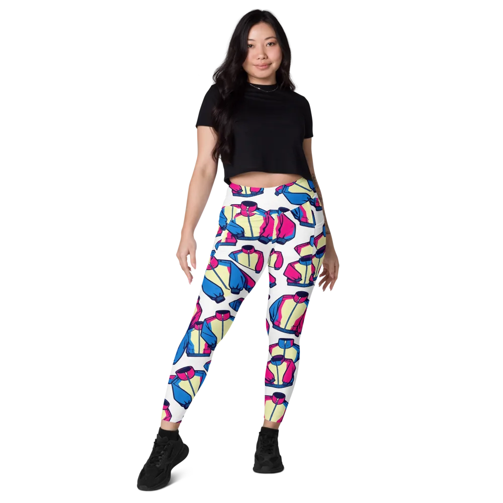 Neon Windbreak on Leggings with Pockets — Front
