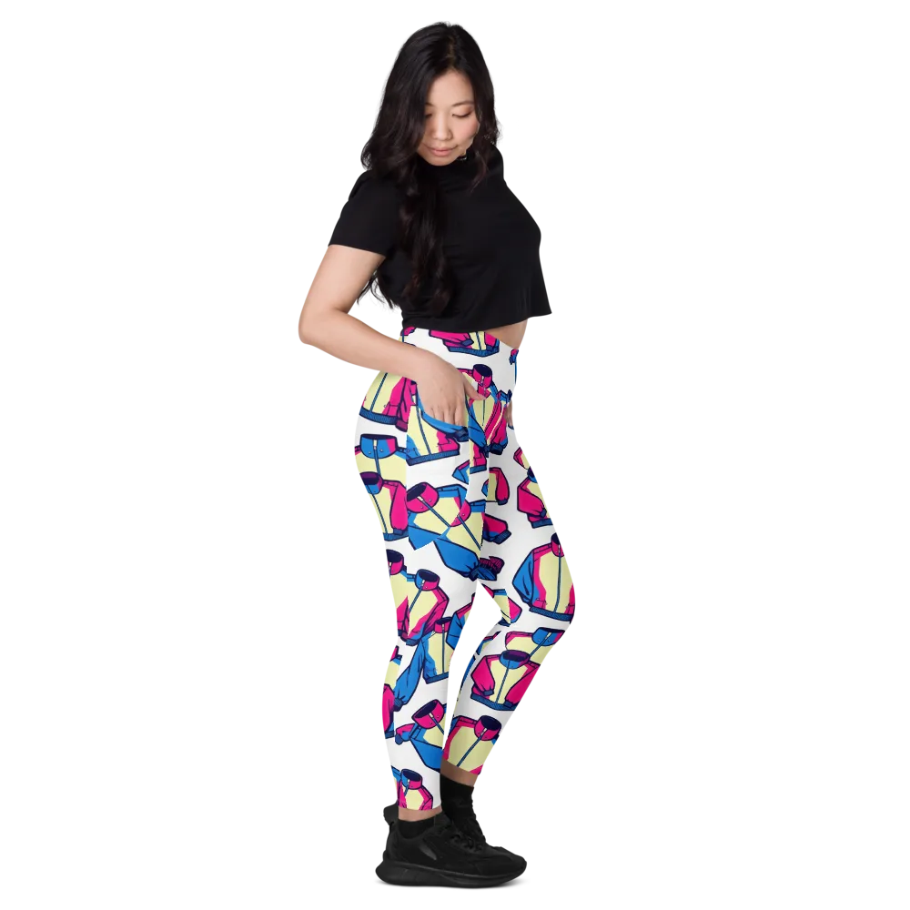 Neon Windbreak on Leggings with Pockets — Right