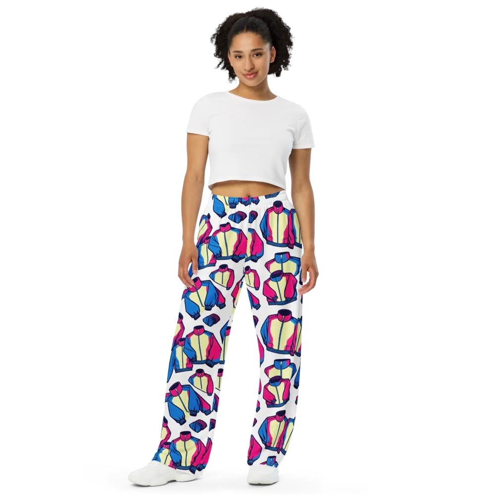 Neon Windbreak on Wide-Leg Pants — Front