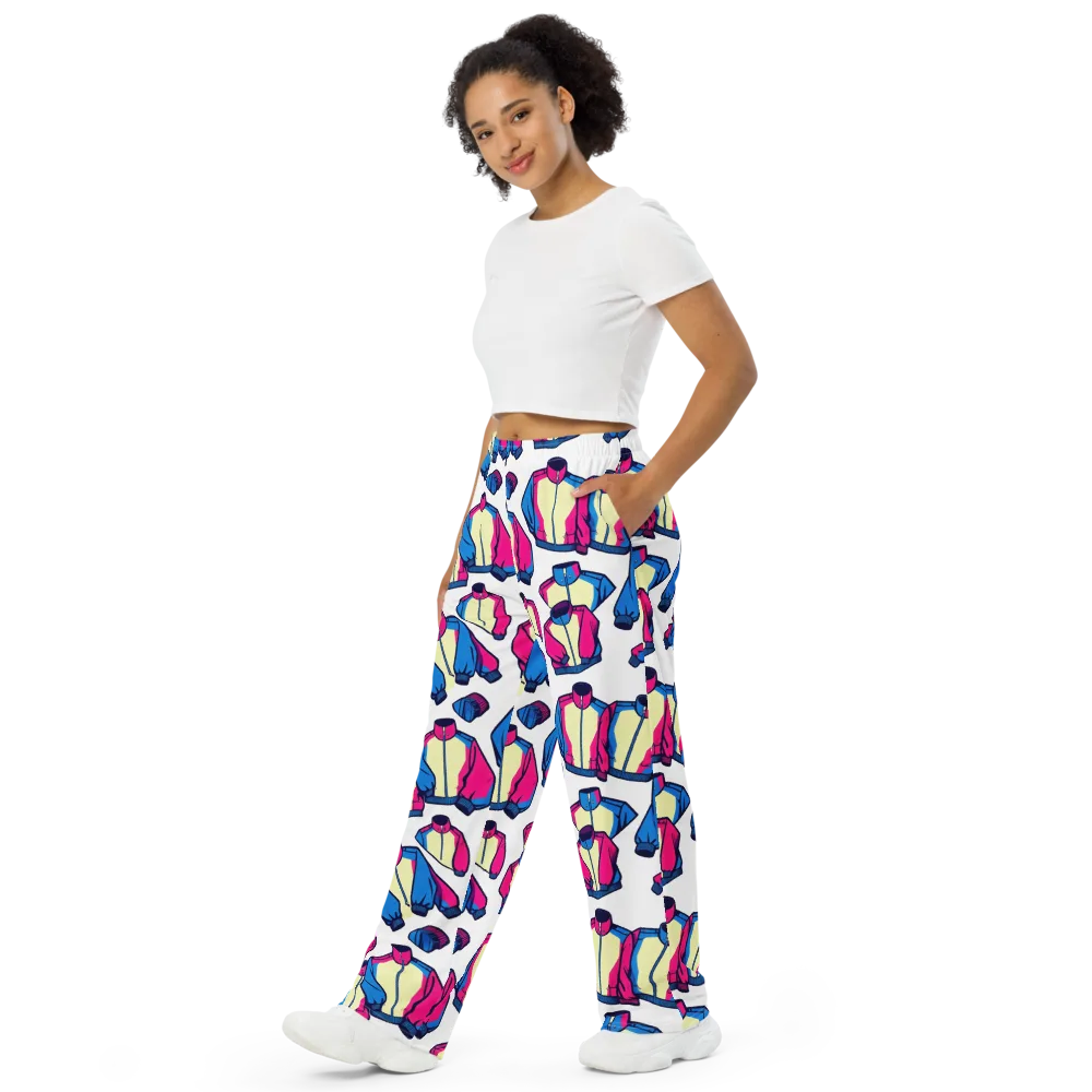 Neon Windbreak on Wide-Leg Pants — Left Front