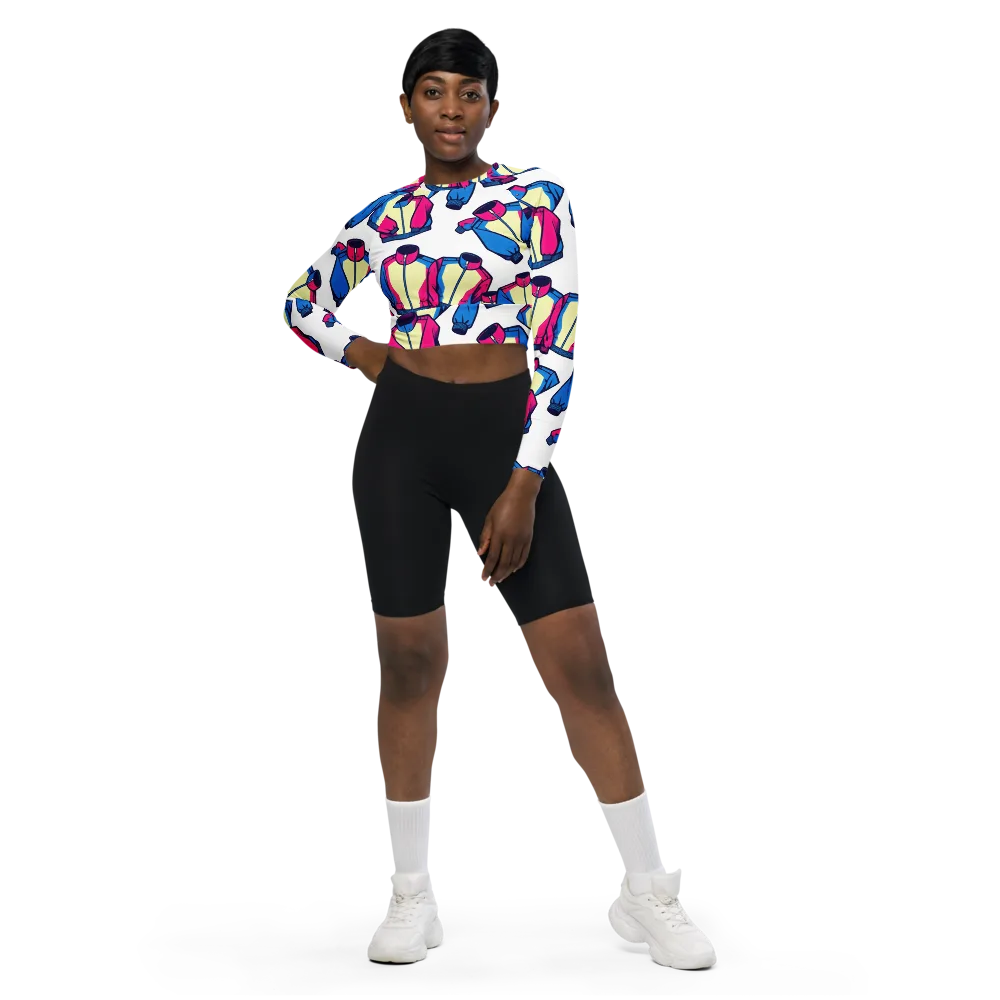 Neon Windbreak on Long Sleeve Crop Top — Front