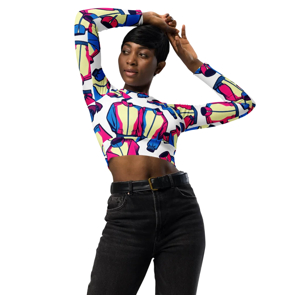 Neon Windbreak on Long Sleeve Crop Top — Front