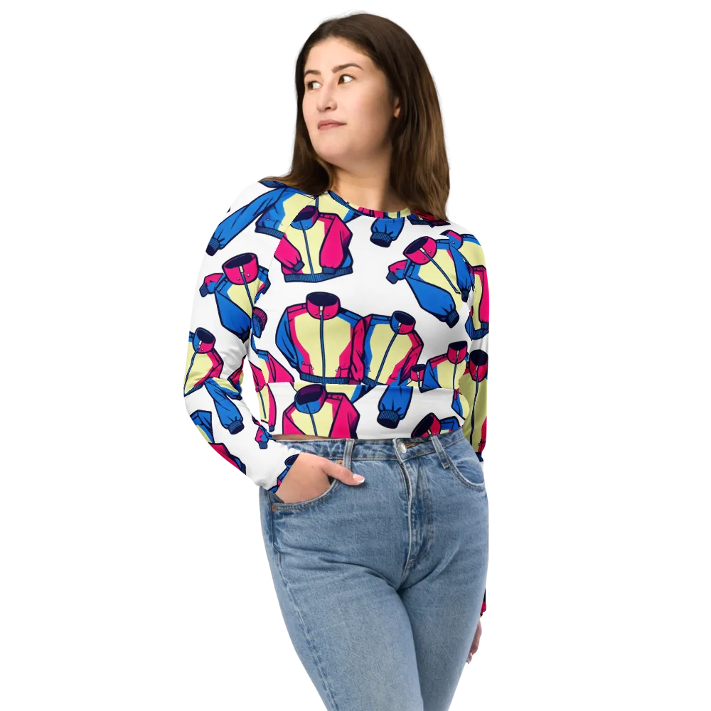 Neon Windbreak on Long Sleeve Crop Top — Front