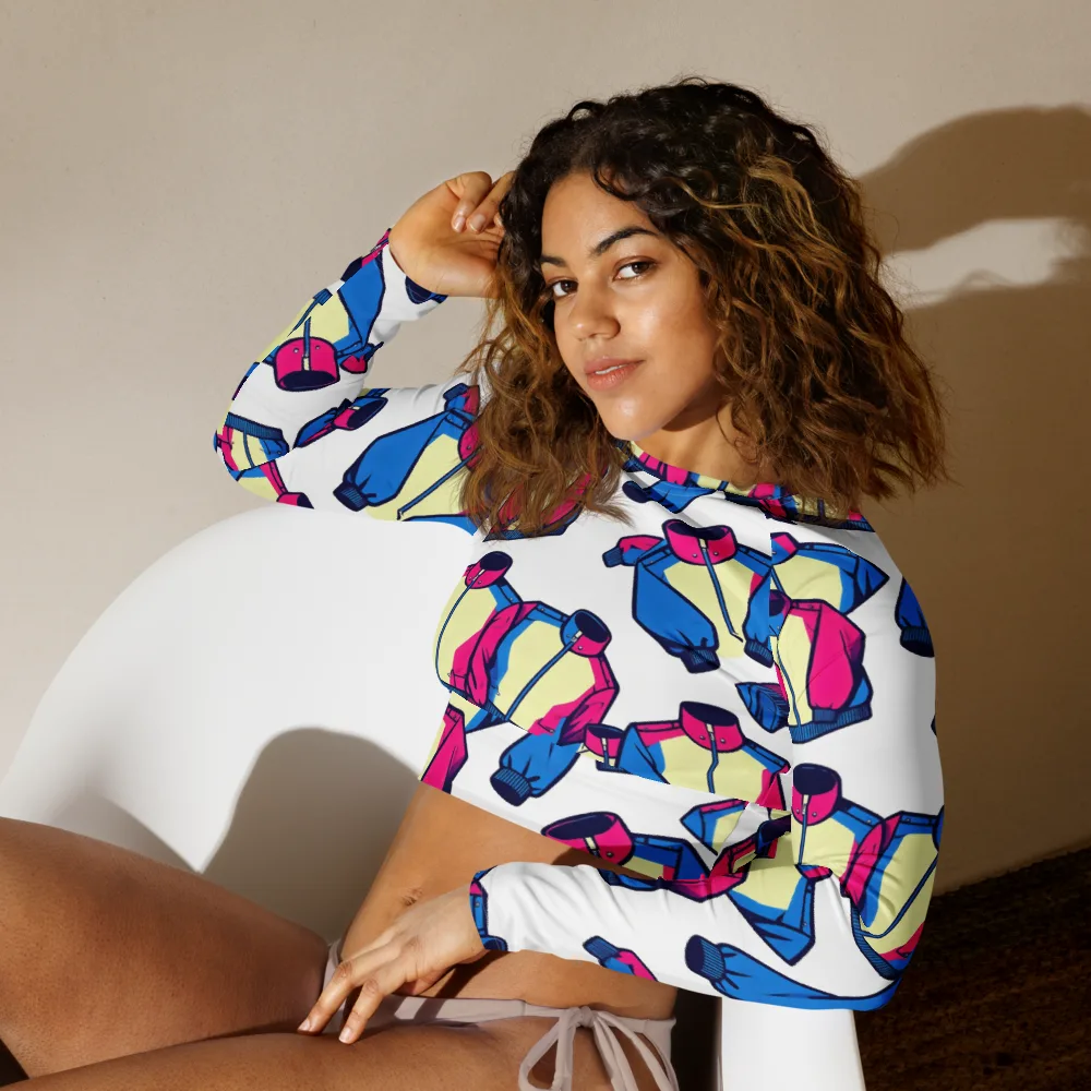 Neon Windbreak on Long Sleeve Crop Top — Left Front