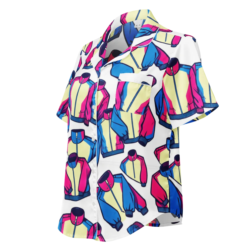 Neon Windbreak on Women's Short Sleeve Pajama Top — Left Front