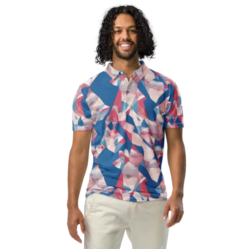 Pink Tectonics on a Men's Slim Fit Polo Shirt