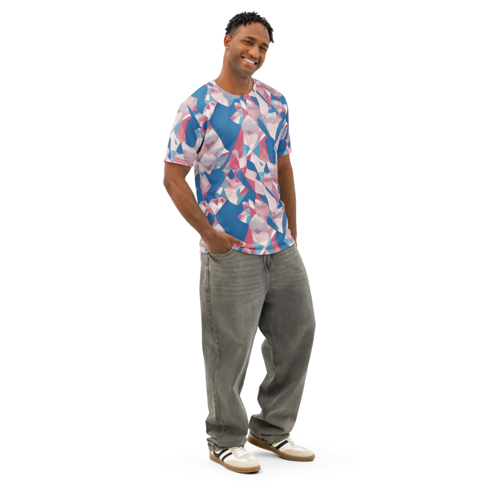 Pink Tectonics on Men's Cotton Crew Neck T-Shirt — Right Front