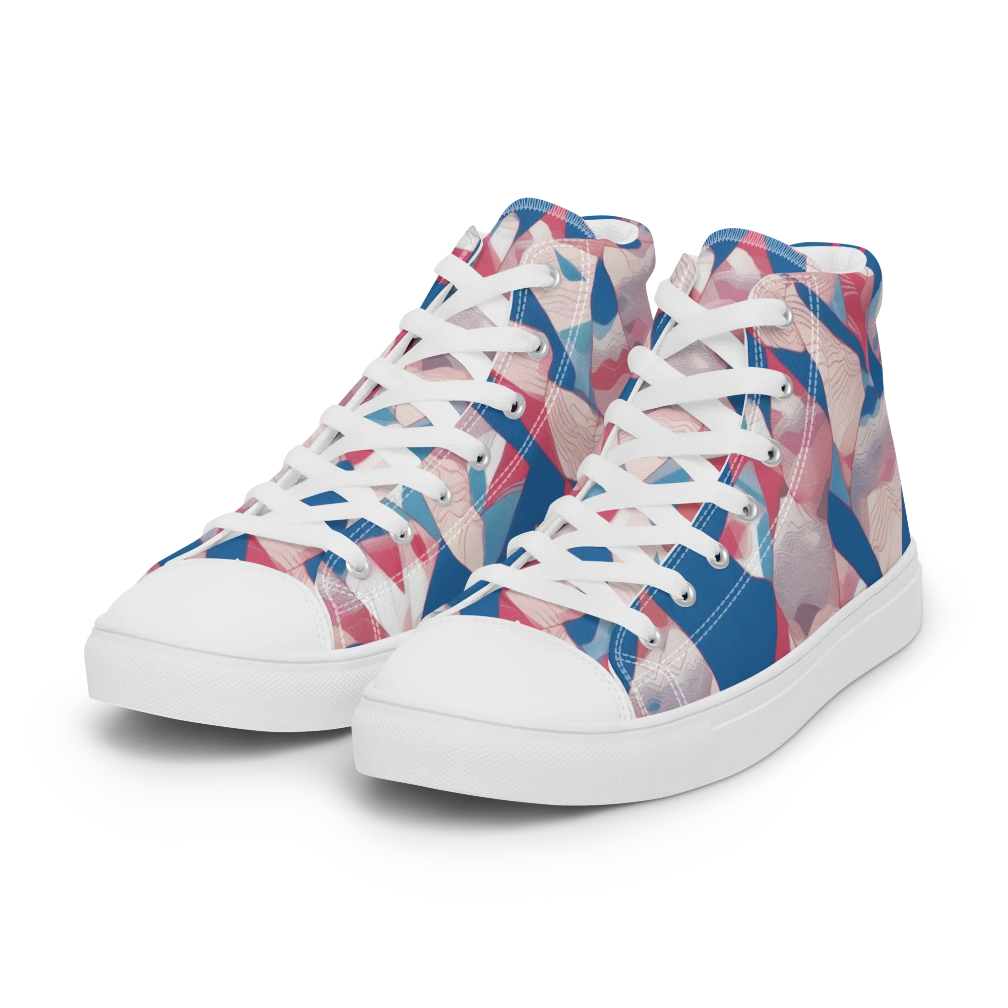 Pink Tectonics on Women's High Top Canvas Shoes — Left Front