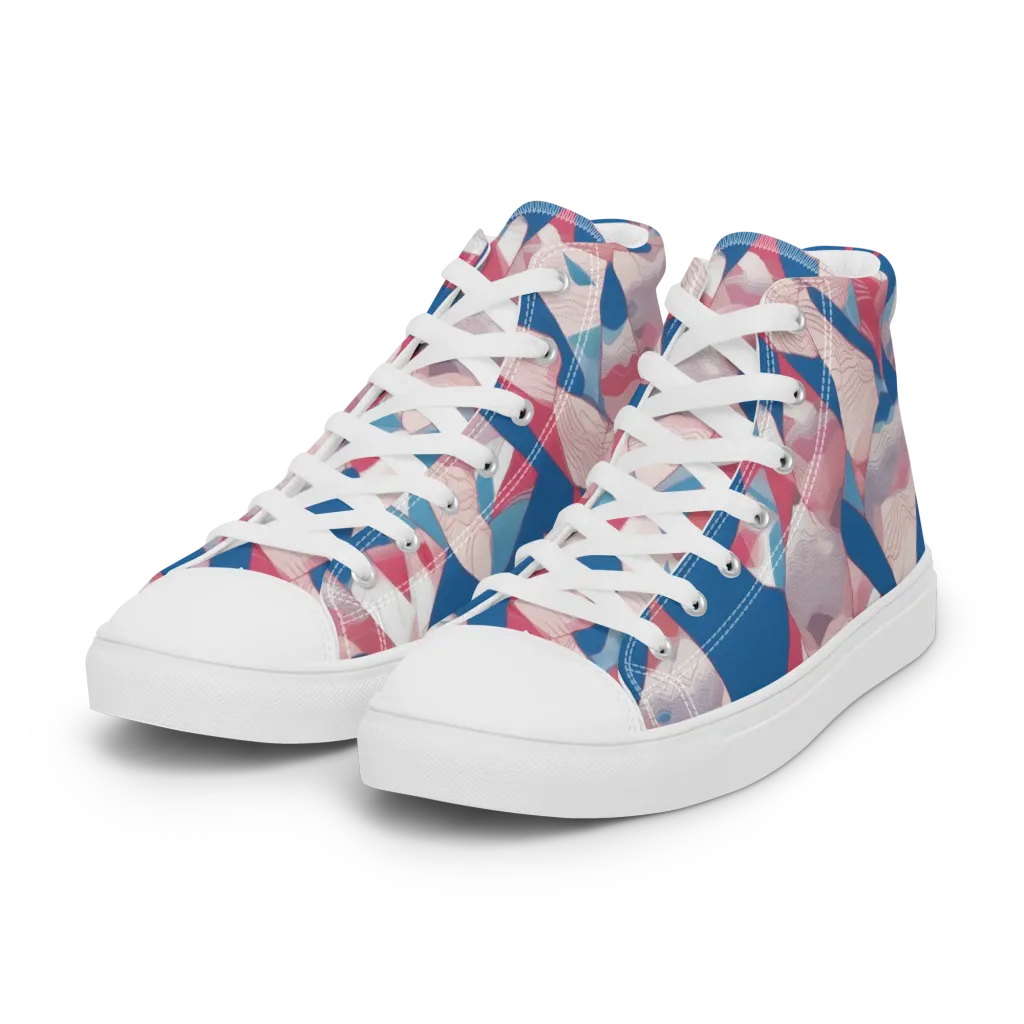 Pink Tectonics on Women's High Top Canvas Shoes — Left Front