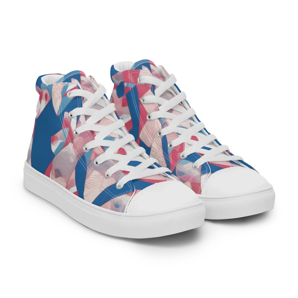 Pink Tectonics on Women's High Top Canvas Shoes — Right Front