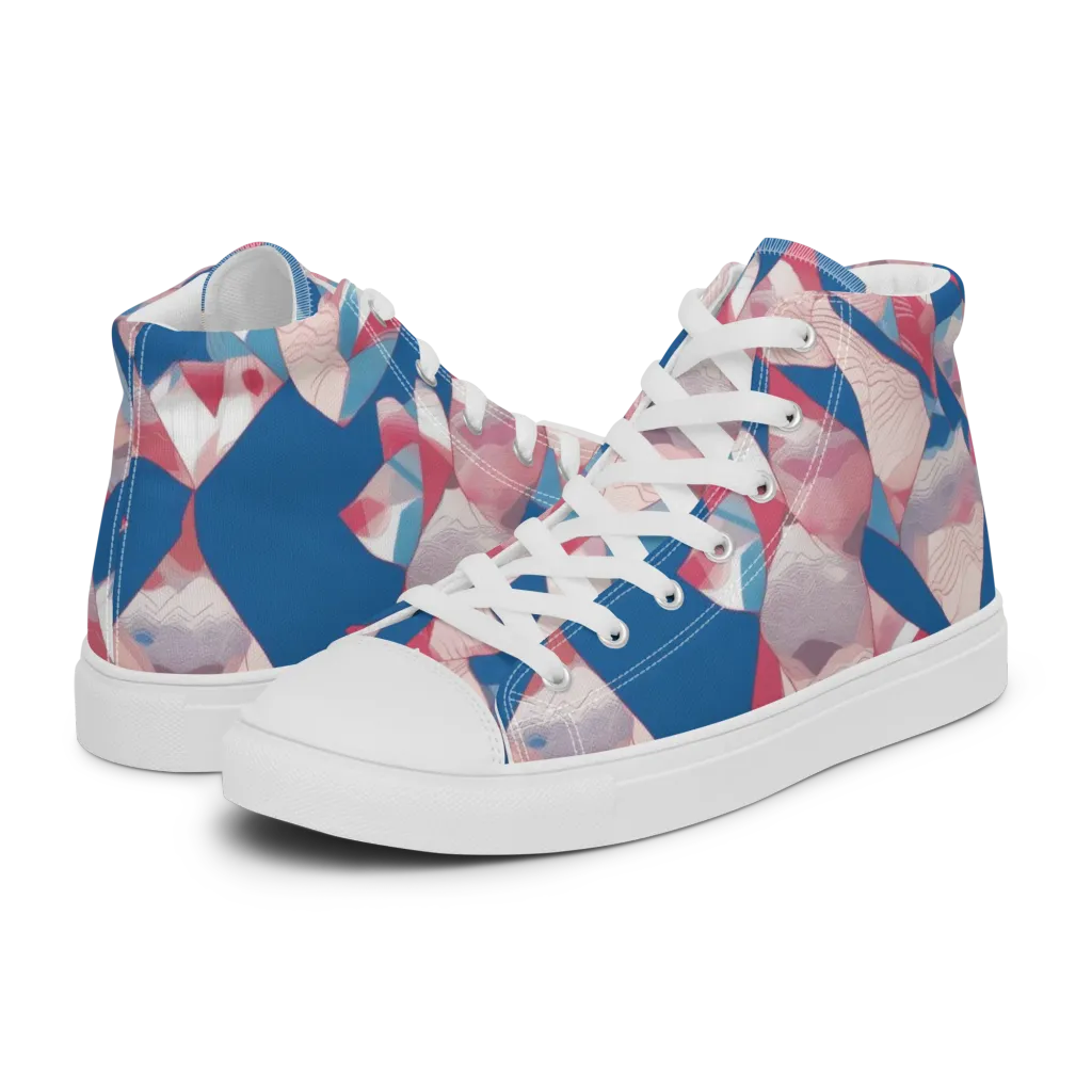 Pink Tectonics on Women's High Top Canvas Shoes — Left