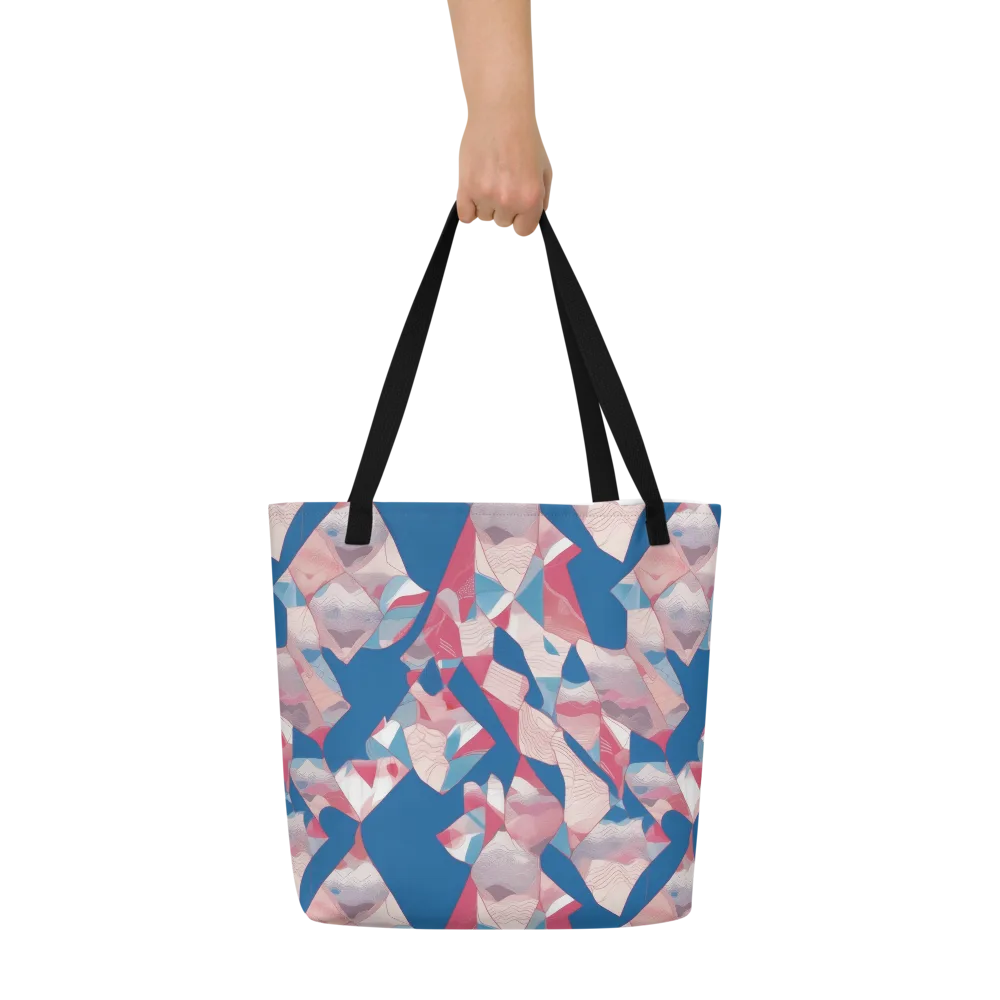 Pink Tectonics on Large Tote Bag W/ Pocket — Front