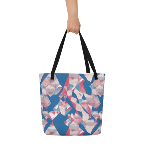 Pink Tectonics on a Large Tote Bag W/ Pocket