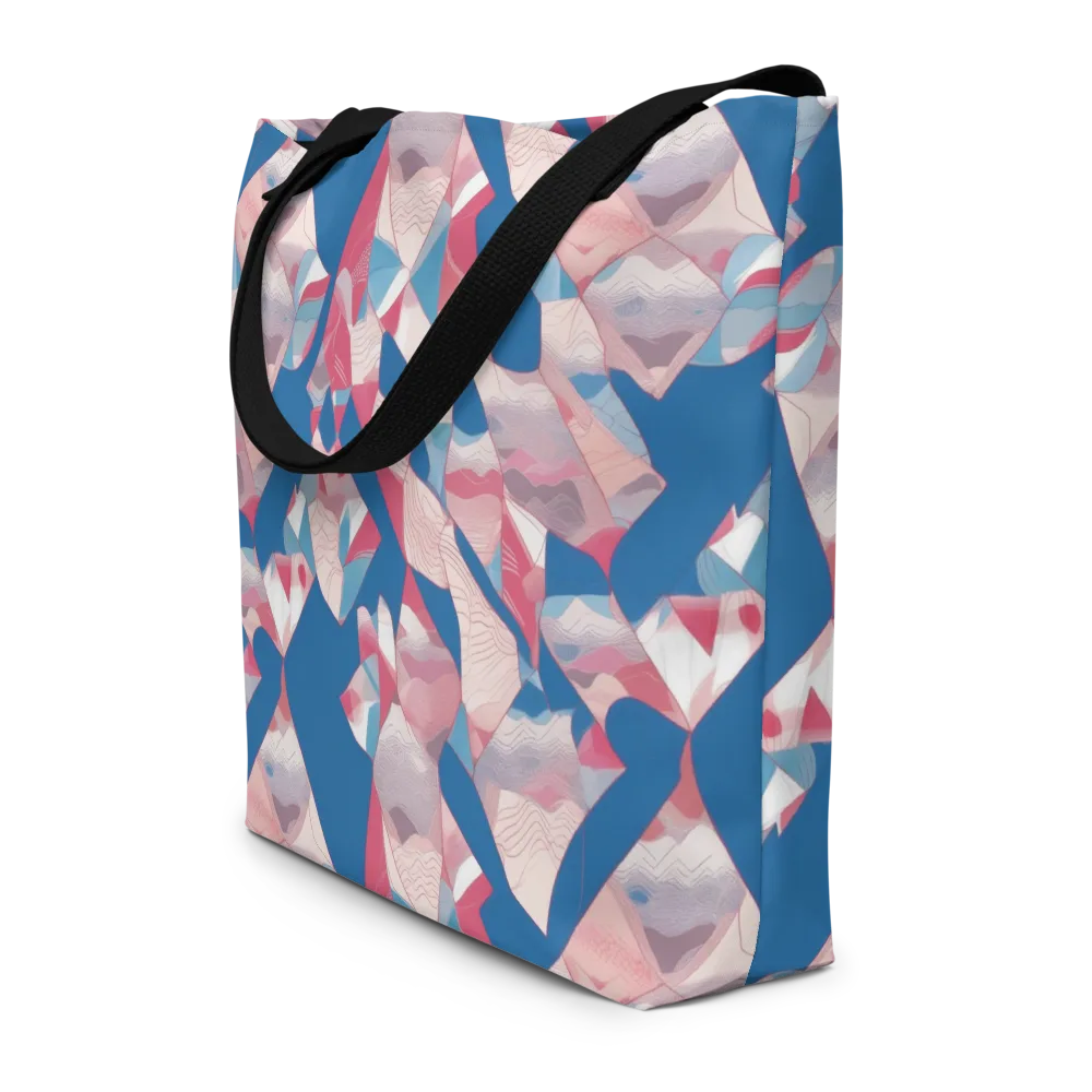 Pink Tectonics on Large Tote Bag W/ Pocket — Front