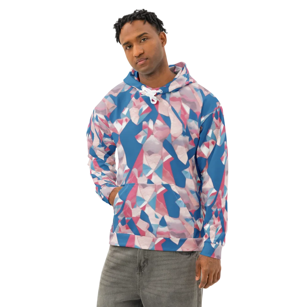 Pink Tectonics on Cotton Hoodie — Left Front