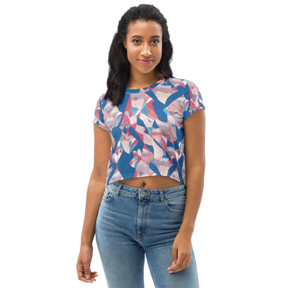 Pink Tectonics on Crop Tee — Front
