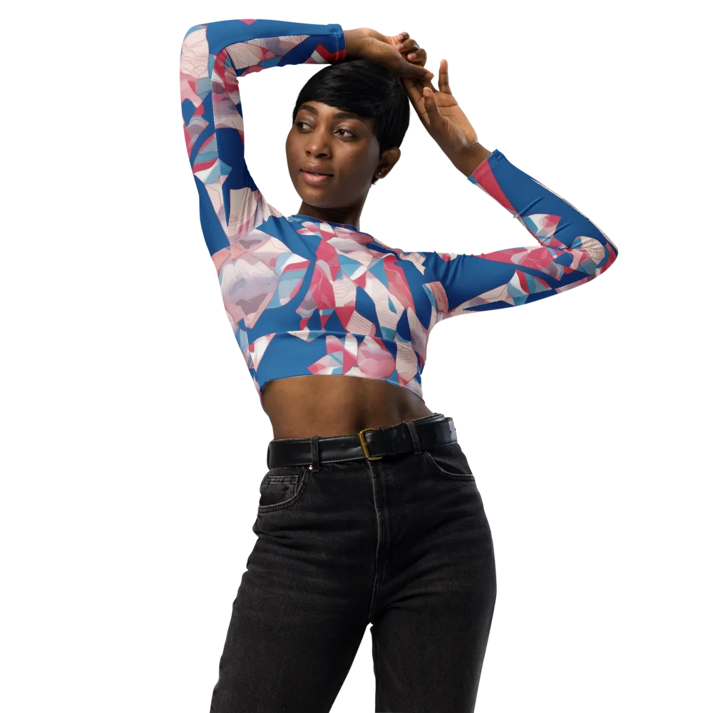 Pink Tectonics on Long Sleeve Crop Top — Front