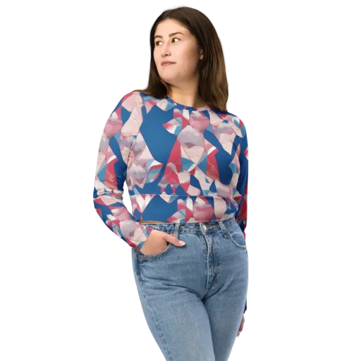 Pink Tectonics on a Long Sleeve Crop Top