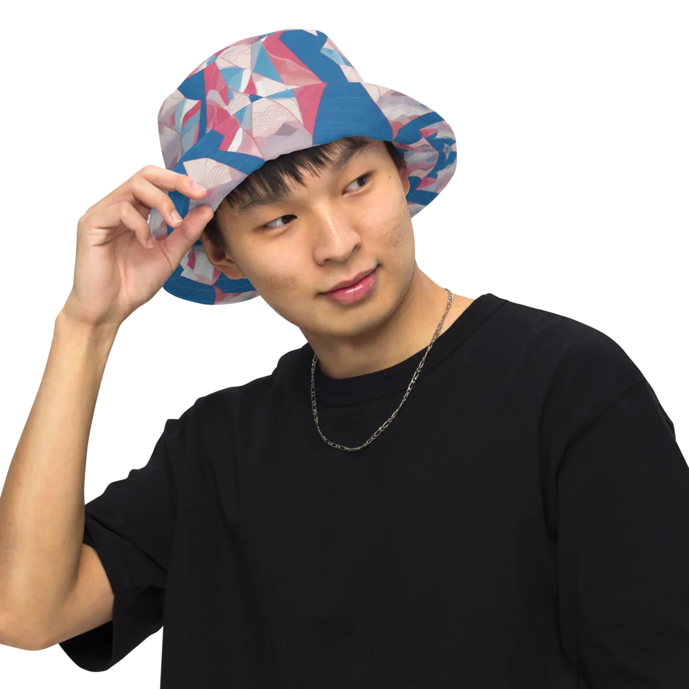 Pink Tectonics on Reversible Bucket Hat — Front Inside