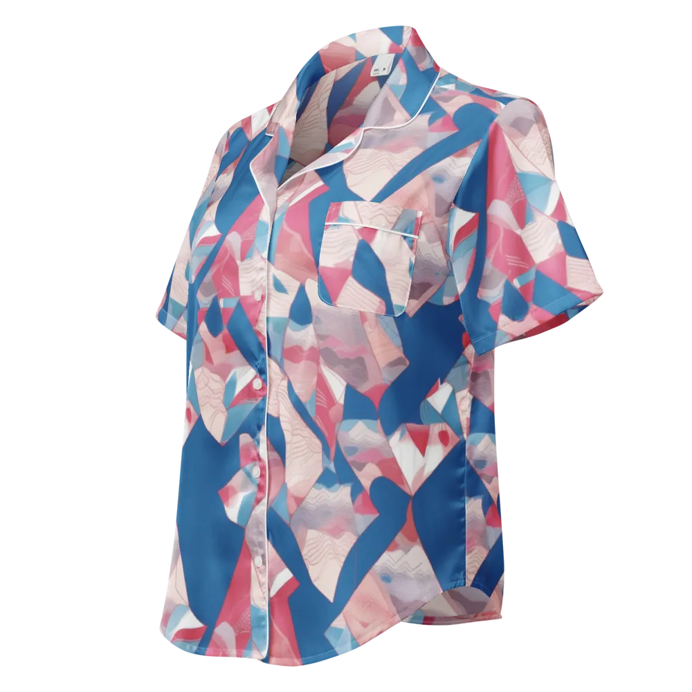 Pink Tectonics on Women's Short Sleeve Pajama Top — Left Front