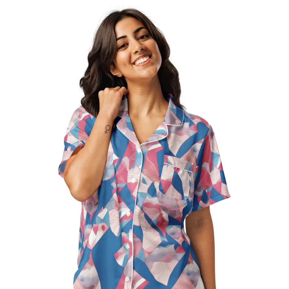 Pink Tectonics on Women's Short Sleeve Pajama Top — Front