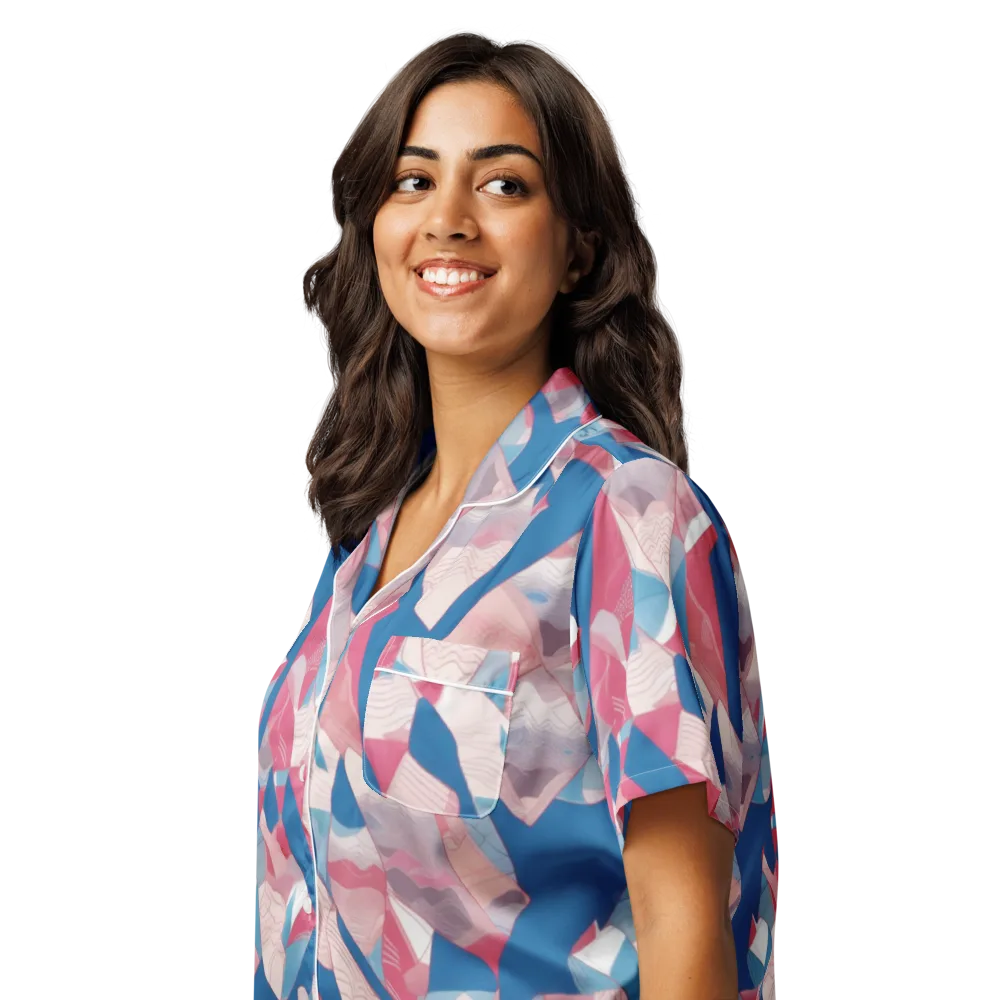 Pink Tectonics on Women's Short Sleeve Pajama Top — Left Front