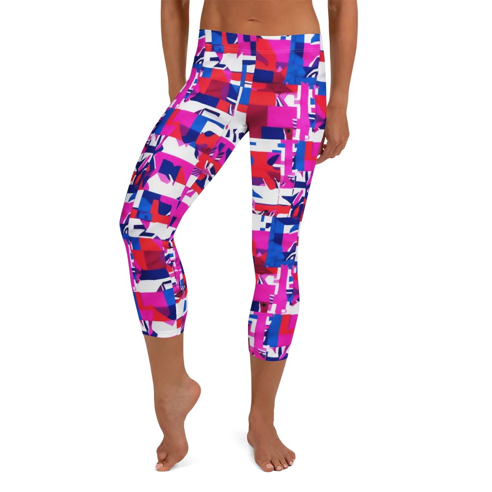 Hot Pink Geometry on Capri Leggings — Front