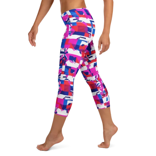 Hot Pink Geometry on a Capri Leggings