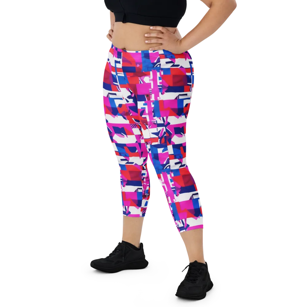 Hot Pink Geometry on Capri Leggings — Front