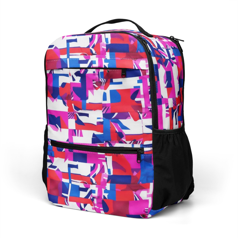 Hot Pink Geometry on Utility Backpack — Left Front