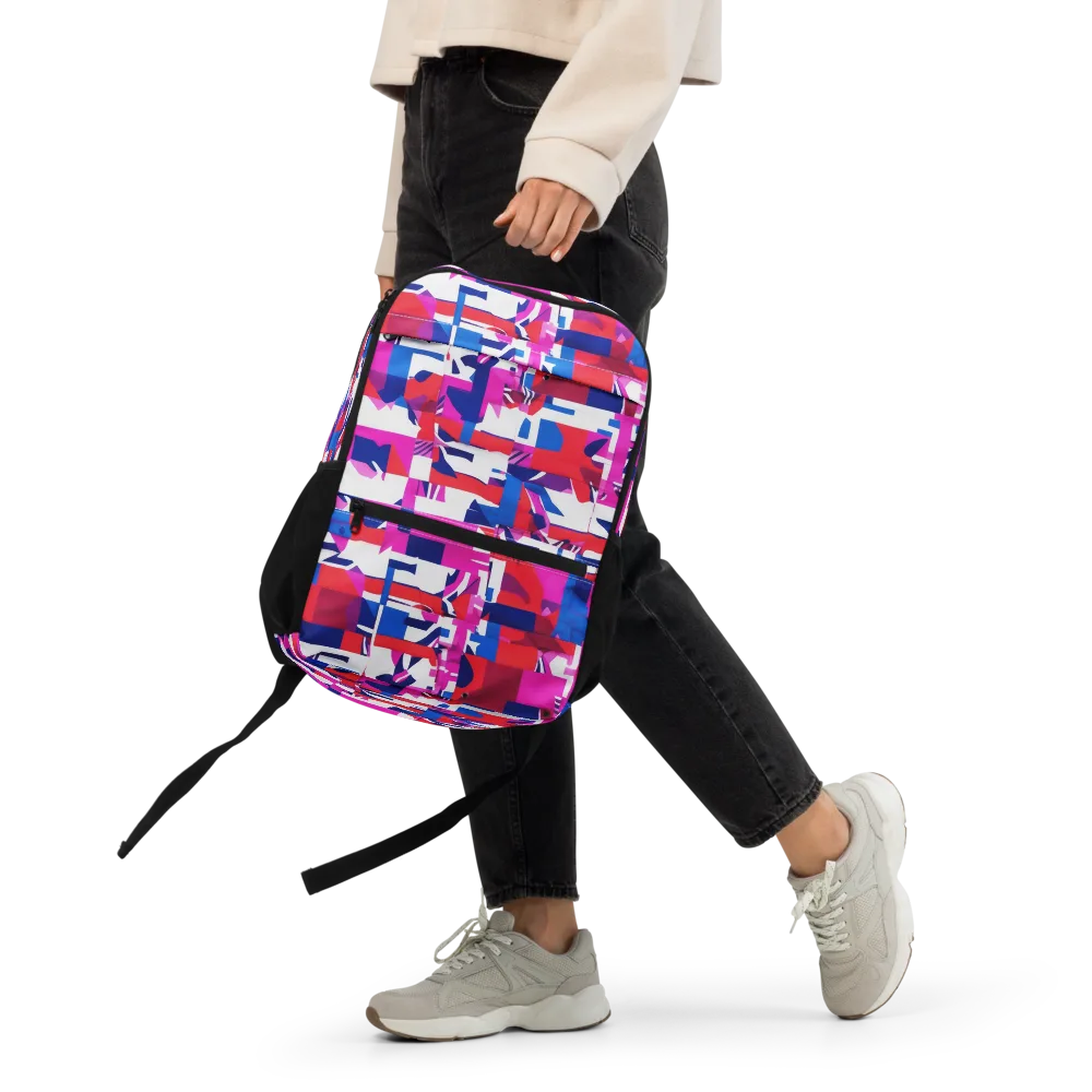 Hot Pink Geometry on Utility Backpack — Front