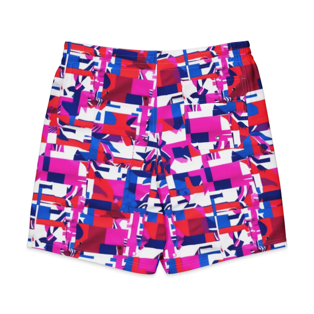 Hot Pink Geometry on Men's Board Shorts — Back