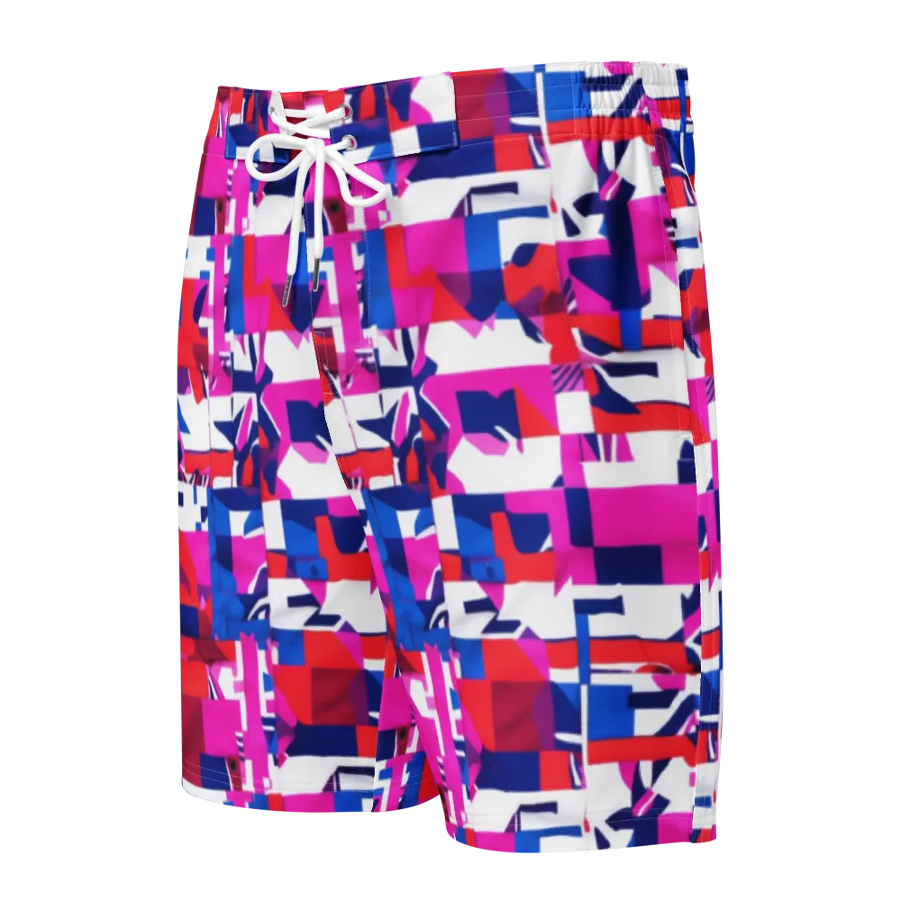 Hot Pink Geometry on Men's Board Shorts — Front